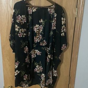 Maurices Black Floral Kimono